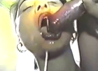 Dark-haired girl with a hot pussy licks dog dick