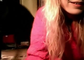 Bestiality porn shows a mega-busty blonde